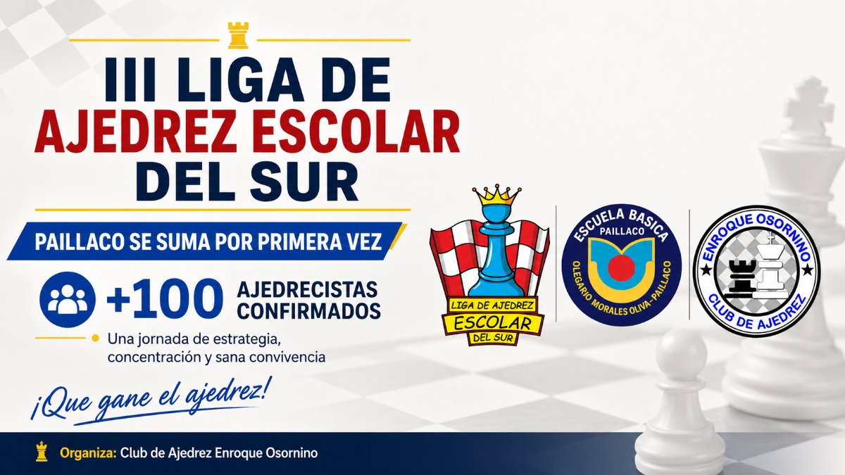 La III Liga de Ajedrez Escolar del Sur llega por primera vez a Paillaco